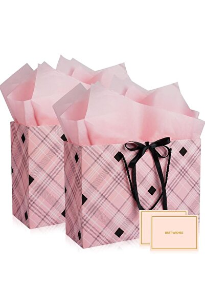 GENERAL Paper Gift Bags with Handles for Women Men Birthday Party Wedding 2Pc...