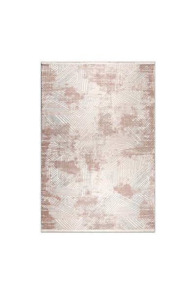 Clover Pudra Pembe Krem Geometrik Modern Eskitme Görünümlü Yolluk