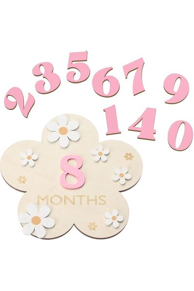 GENERAL Monthly Wooden Milestone Board for Children, Flower Photo Prop with I...