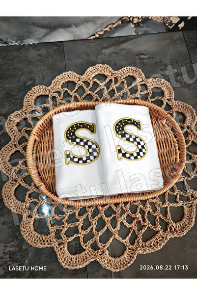 LASETU Checkered Letter S Kitchen Towel Set of 2 (30X50)