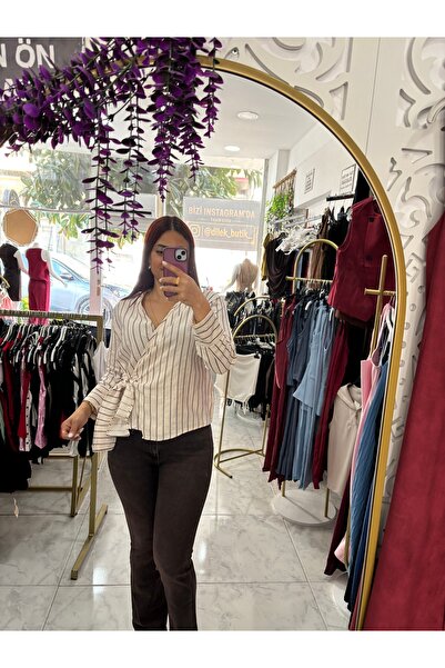 Genel Markalar Çizgili bağlamalı gömlek
