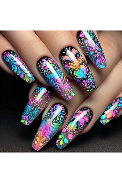 Choice12 2064 24pcs/set Short Medium long fake nails for women girls Spring s...