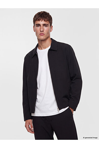 LC Waikiki Vizyon New Season Black Regular Fit Dobby Men's Shirt