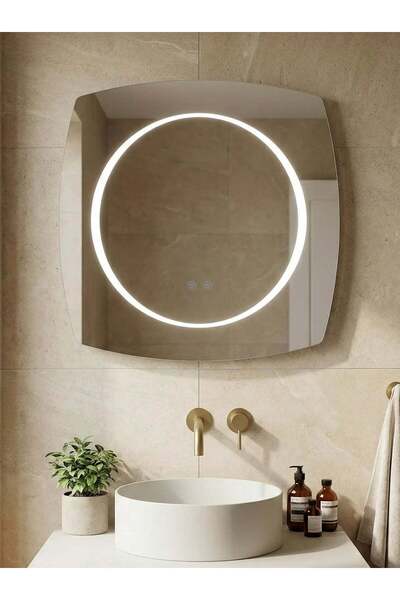 Olivy Oglindă de baie cu LED 80x80 cm pătrată cu colțuri rotunjite, 3 tonuri ...