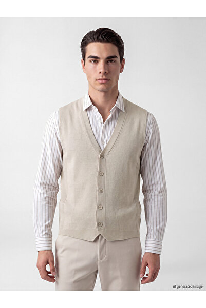 LC Waikiki Rmz Gi̇yi̇m Farkiyla Standart Fit V Dikim Men's Knitwear Vest