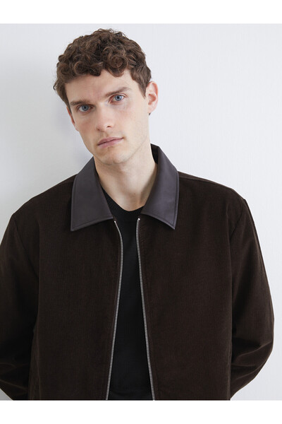 LC Waikiki Ozmarka New Season Brown Regular Fit Shirt Collar Velvet Men's Jacket