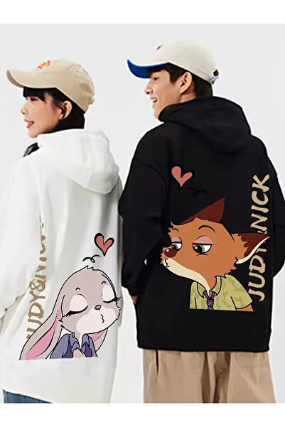 darkopia Lover Couple Combination Juddy and Nick Back Printed Design Hooded S...