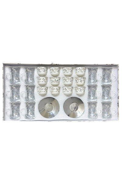GOLDEN HOME طقم كاسات شاي كريستال و فناجين قهوة سيراميك مع صحون أستيل 36 قطعة...