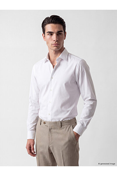 LC Waikiki Peak New Season White Slim Fit Dobby Men's Shirt