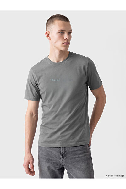 LC Waikiki Vizyon New Season Gray Standard Fit Crew Neck Interlock Men's T-Shirt