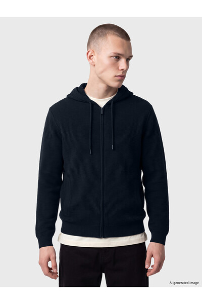 LC Waikiki Ozmarka New Season Navy Blue Regular Fit Hooded Men's Knitwear Car...