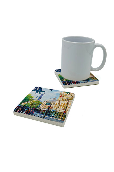Sadrazam Çemberlitaş Printed Natural Stone Coaster 10X10 Krt-52