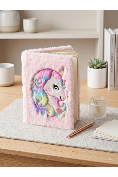 FREE PALACE Peluş Kapaklı Unicorn Defter - 250 Sayfa Dolusu Eğlence