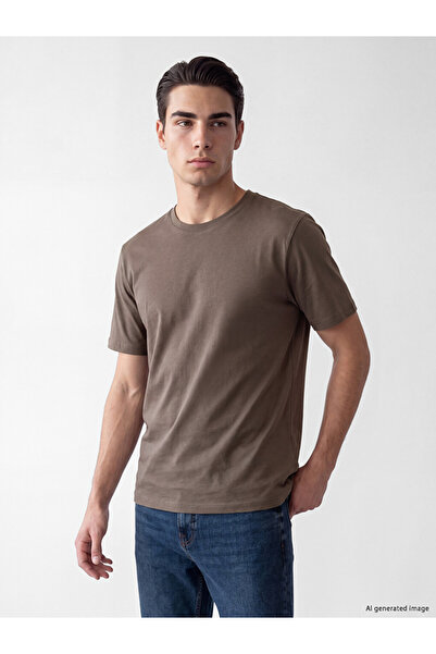 LC Waikiki Vizyon New Season Brown Crew Neck Men's T-Shirt