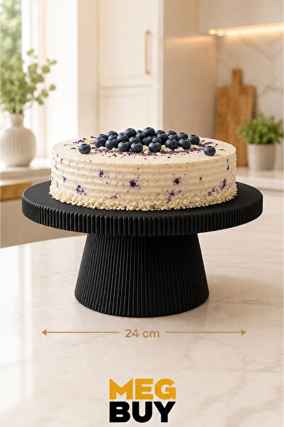 MEGBUY Siyah Dekoratif Kek Standı 24 cm – Pasta, Cupcake ve Dekoratif Tabak S...