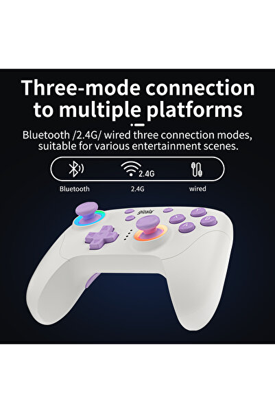 Gizala Kablosuz Oyun Kontrolcüsü Gamepad Hall Effect Triggers Joystick Controller Switch 2 / Switch/ PC/Steam/Android/IOS beyaz
