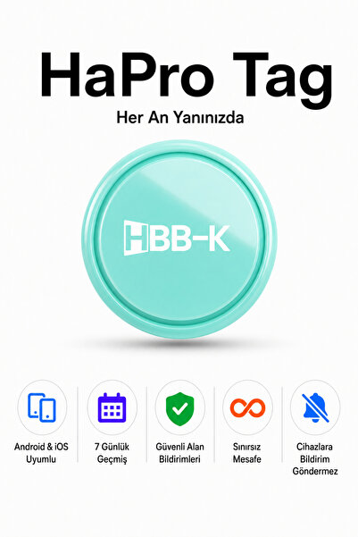 HBB-K Hapro Tag Ios & Android Uyumlu Airtag Akıllı Gps Takip Cihazı(MAVİ)