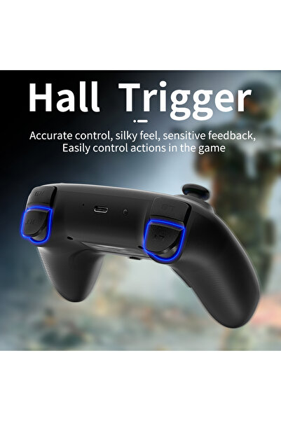 Gizala Kablosuz Oyun Kontrolcüsü Gamepad Hall Effect Triggers Joystick Controller Switch 2 / Switch/ PC/Steam/Android/IOS Sİyah