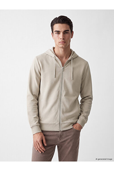 LC Waikiki Rmz Gi̇yi̇m Farkiyla Hooded Men's Zipper Sweatshirt