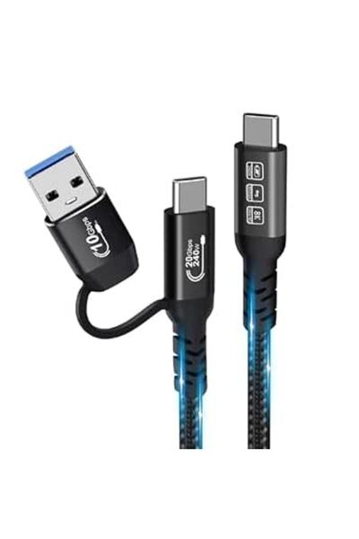 GENERAL كيبل شحن سريع 2 في 1 USB/ USB-C الى USB-C بطول 3.3 قدم من فيريلوكس، ك...