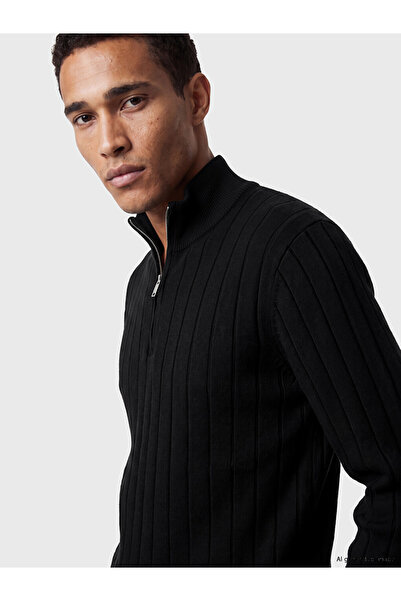 LC Waikiki Ozmarka New Season Black Stand Collar Men's Knitwear Sweater