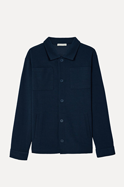 Mudo Men's Navy Blue Double Pocket Regular Fit Jacket