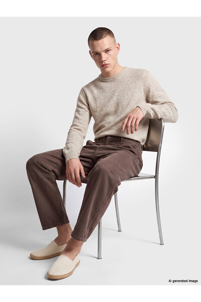 LC Waikiki Vizyon New Season Beige Crew Neck Men's Knitwear Sweater