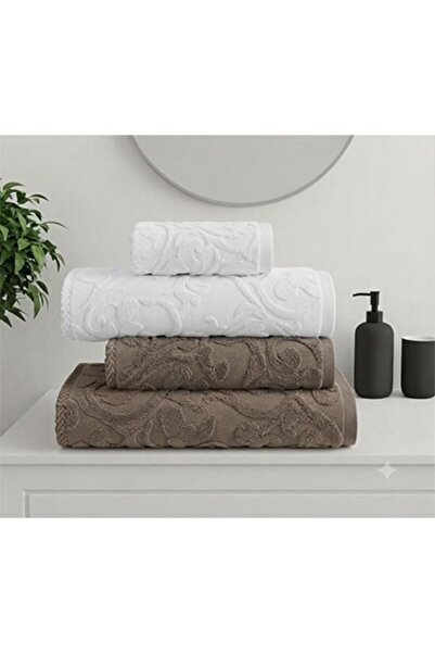 Şıkel Hamam Set Combed Cotton Perforated Cream-Brown