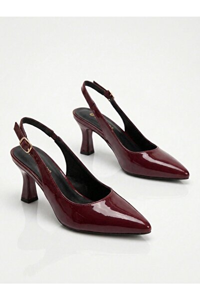 Nubbock Sara Women's Burgundy Patent Leather Open Back Pointed Toe 7 cm Class...