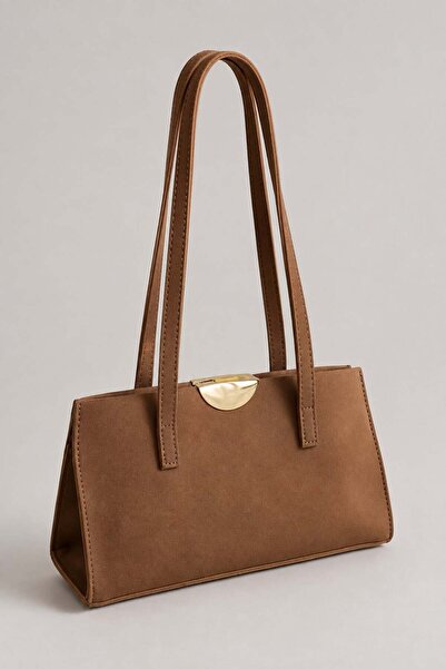 Madamra Tan Suede Women's Shoulder Bag with Large Internal Volume and Zippere...