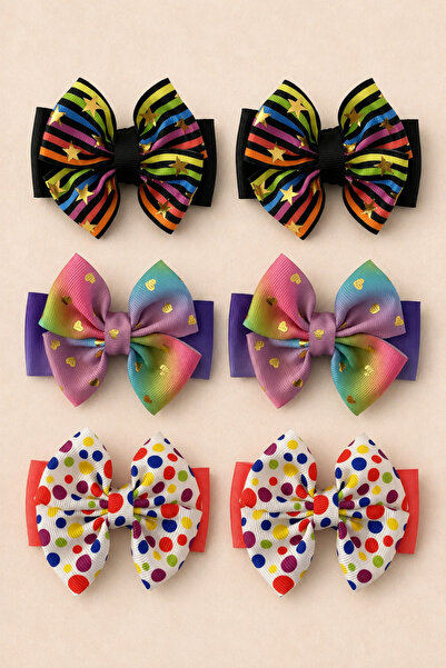 ESİLA KİDS Girl's Buckle Set Colorful Patterned Set of 6