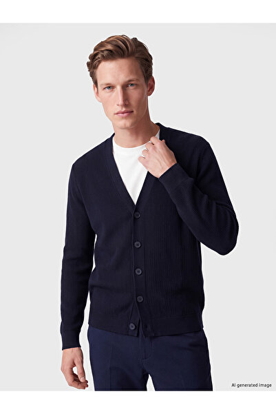 LC Waikiki Ozmarka New Season Navy Blue Regular Fit V-Neck Men's Knitwear Car...