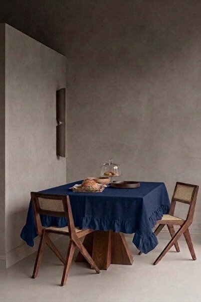 vivamaison Ruffled Linen Cotton Tablecloth Washed Woven