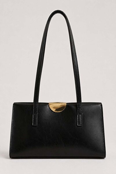 Madamra Black Women's Shoulder Bag with Large Internal Volume and Zippered Co...