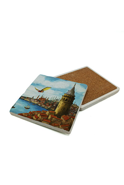 Sadrazam Galata Tower and Hezarfen Ahmet Çelebi's Flight Moment Printed Natur...