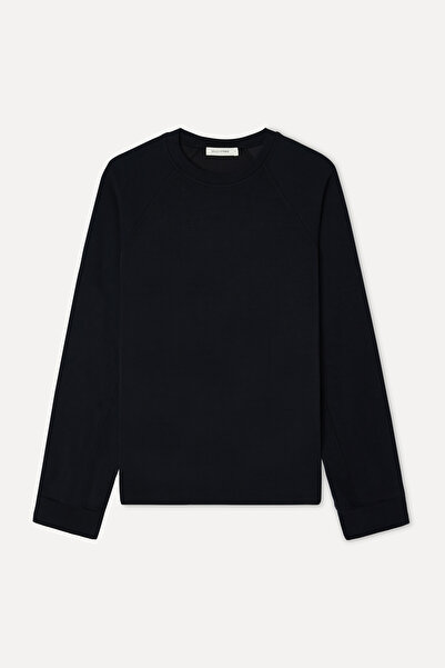 Mudo Women's Black Modal Blend Loose Fit Crew Neck Sweatshirt