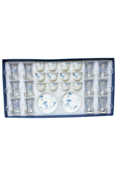 GOLDEN HOME New Model 36Pcs Embossed Pattern Crystal Tea Cup and Saucer Ceram...