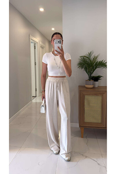 BİRCANÇİL Roza Stone Waist Tie Detailed Trousers