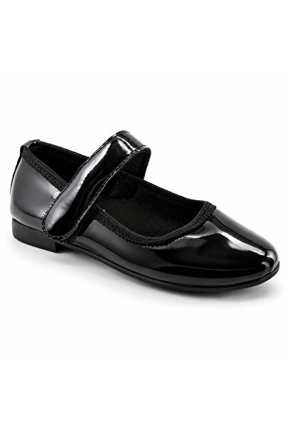 Rexba Girls' Black Patent Leather Ballerina Shoes – Stylish Buckle-Strap Shoe...