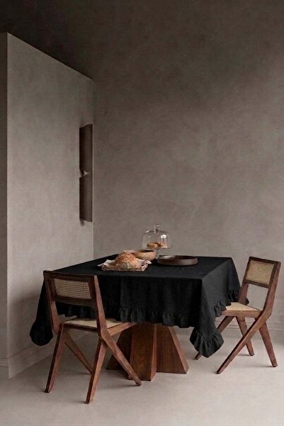 vivamaison Ruffled Linen Cotton Tablecloth Washed Woven