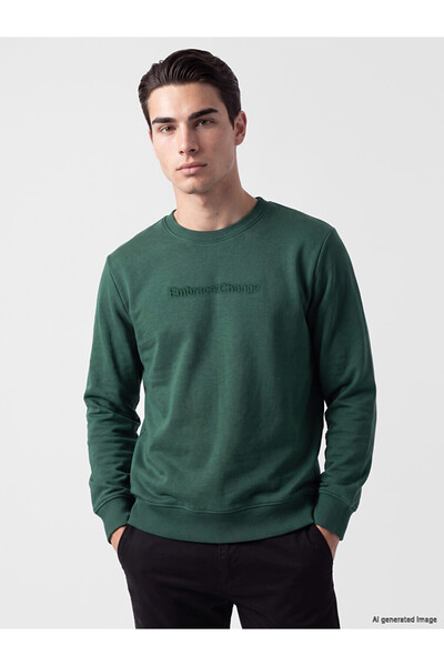 LC Waikiki Rmz Gi̇yi̇m Farkiyla Zero Roba Collar Printed Men's Thick Sweatshirt