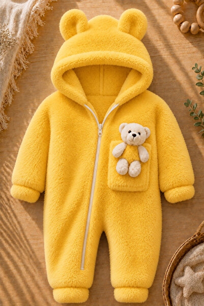 ipek atlas Kız Erkek Bebek Ve Çocuk Peluş Oyuncak Ayılı Kışlık Tulum