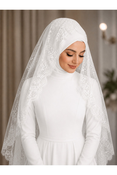 Generic Brand White French Lace Shawl 73 in 150 cm Length