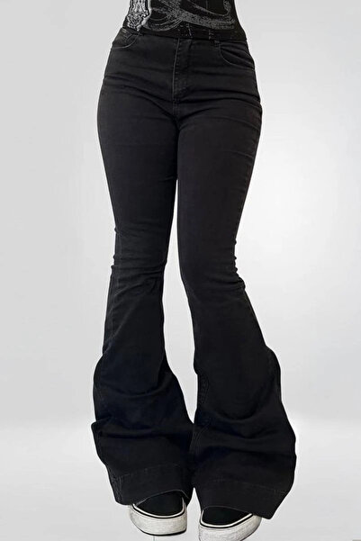 BALİNA Black Low Rise V-Cut Spanish Flare Pants - the Solo