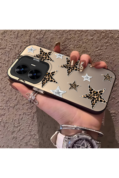 quırkshıeld Realme C55 Uyumlu Trend Leopar Yıldız Motifi Kılıf, Dayanıklı Ser...