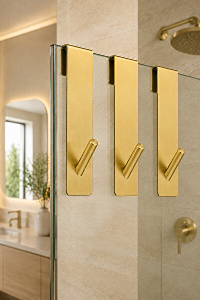 evnepa Bornozluk Çok Amaçlı Bornoz Askısı Kancalı Mat Altın Bornozluk Gold Pa...
