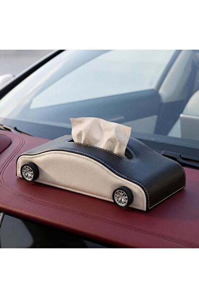 Qadro Car-Shaped Tissue Box Holder, PU Leather Tissue Case with Anti-Slip Bas...