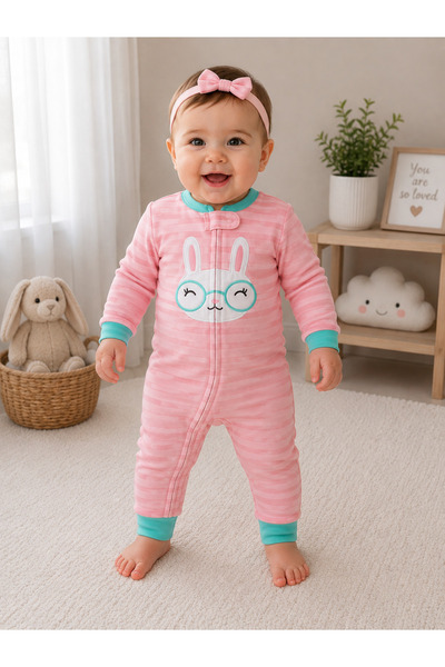 greenmoss Cute Character Series Baby Girl Zippered Jumpsuit