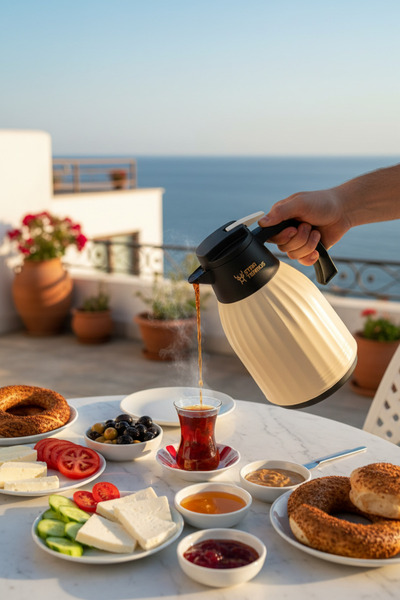 Star Termos Kastel Series 1 Liter Glass Thermos Tea Coffee Thermos Leak-Proof...