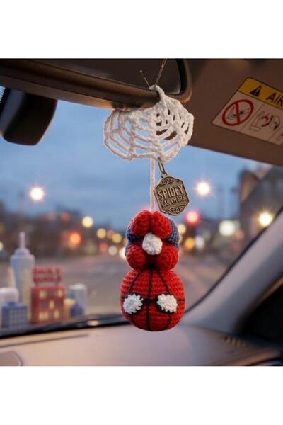 perasse Spider man figür araba süsü örgü amigurumi
